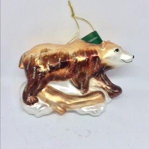 New Brown Bear Glass Christmas Tree  Ornament Whimsical Holiday Animals